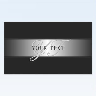 Elegant Editable Monogram Script Writing Schwarz Rechteckiger Aufkleber
