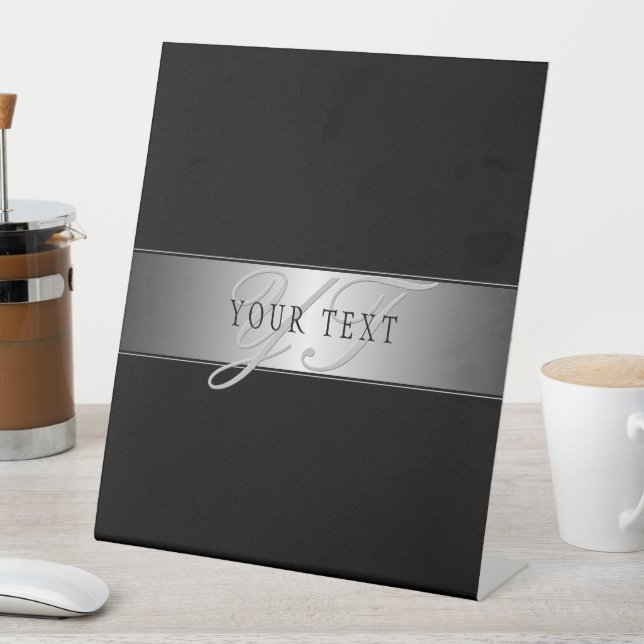 Elegant Editable Monogram Script Writing | Schwarz Sockelschild (In Situ)