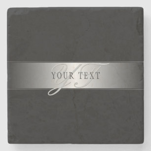 Elegant Editable Monogram Script Writing Schwarz Steinuntersetzer