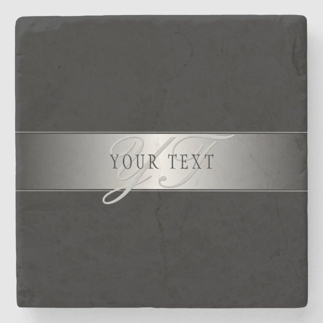 Elegant Editable Monogram Script Writing | Schwarz Steinuntersetzer (Vorderseite)