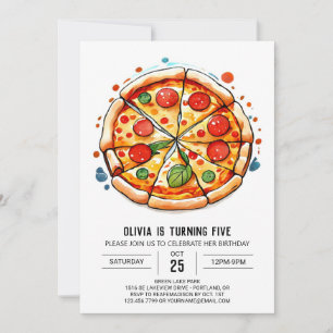 Elegant Editable Pizza Birthday Einladung