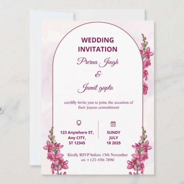 Elegant Editable Wedding Invitation | Modern Flora (Devant)