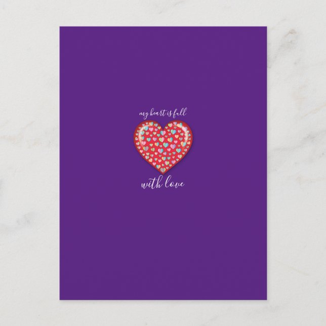 Elegant Editibale Einfaches Herzdesign Postkarte (Vorderseite)