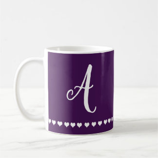 Elegant Eggplant Lila und White Monogram Initial Kaffeetasse