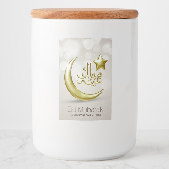 Elegant Eid Moubarak Gold Moon Star - Étiquette al (Devant)