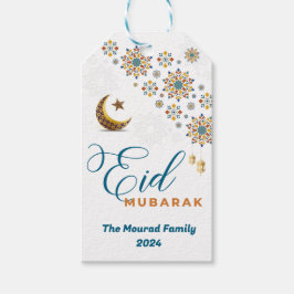 Elegant Eid Mubarak Arabic Calligraphy Moon Stars Geschenkanhänger