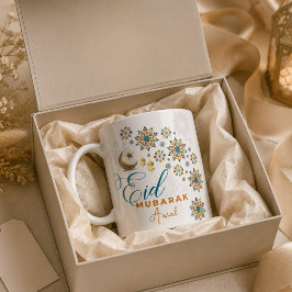 Elegant Eid Mubarak Arabic Calligraphy Moon Stars Kaffeetasse