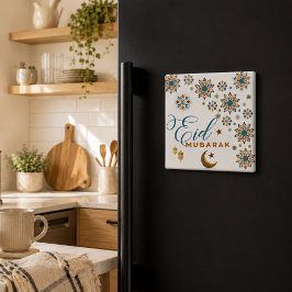 Elegant Eid Mubarak Calligraphy Moon Stars Islamic Magnet