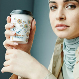 Elegant Eid Mubarak Calligraphy Moon Stars Pappbecher