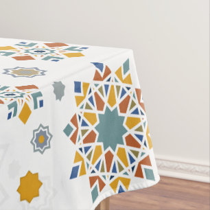 Elegant Eid Mubarak Calligraphy Moon Stars Tischdecke