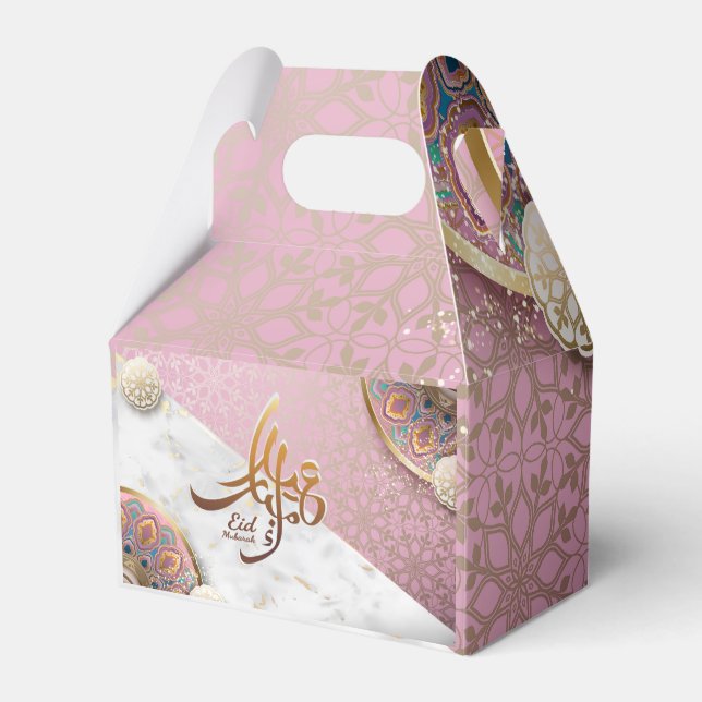 Elegant Eid Mubarak Gold in arabischer Kalligrafie Geschenkschachtel (Vorderseite)