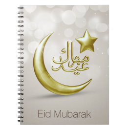 Elegant Eid Mubarak Gold Moon Star - Notebook Notizblock