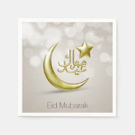 Elegant Eid Mubarak Gold Moon Star - Paper Napkin Serviette