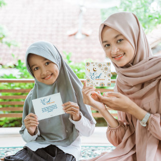 Elegant Eid Mubarak Moon Stars Feiertagskarte