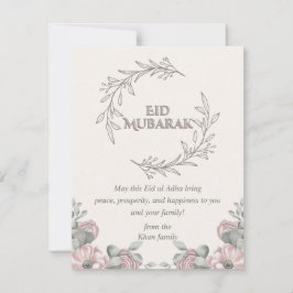 Elegant Eid ul Adha Card mit Blumendesign Feiertagskarte