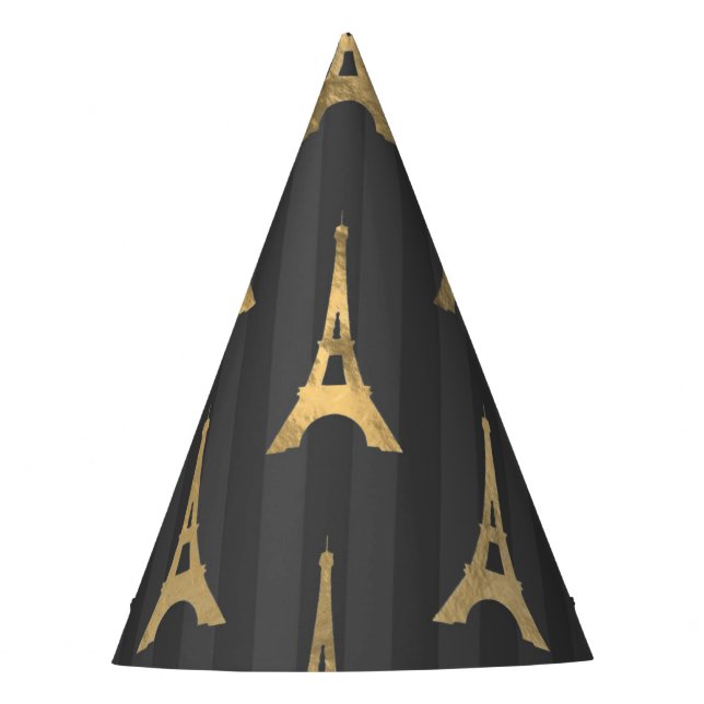 Elegant Eiffel Tower France Yellow Black Vertical Partyhütchen (Vorderseite)