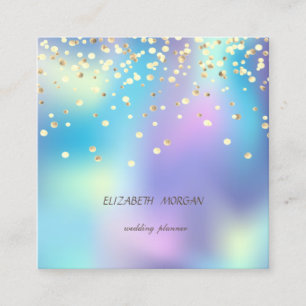 Elegant einfach, Imitate Gold Confetti Holographic Quadratische Visitenkarte