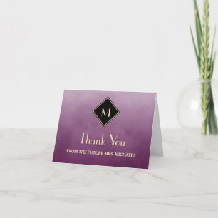 Elegant einfach Lila mit Gold Monogram Vielen Dank Dankeskarte