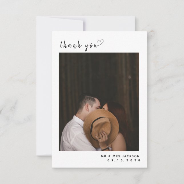 Elegant einfach mit Foto Wedding Dankeschön Card Dankeskarte (Vorderseite)