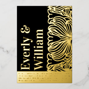 Elegant Einfach Modern Floral Gold Hochzeit      Folieneinladung
