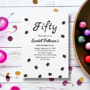 Elegant einfach schwarz und weiß Herbst 50. Geburt Einladung