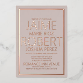 ELEGANT & EINFACH Typografie Mute Tan Wedding Folieneinladung