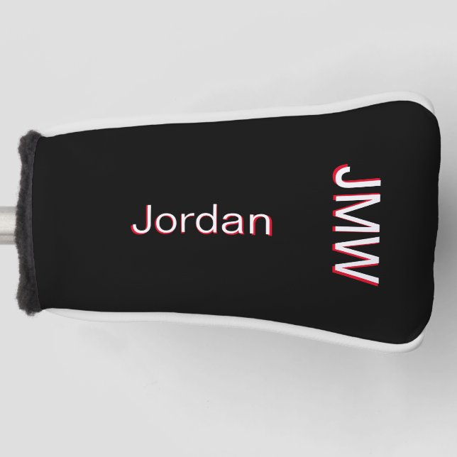 Elegant, Einfache Bezeichnung Monogramm Rot Weiß B Golf Headcover (Vorderseite)