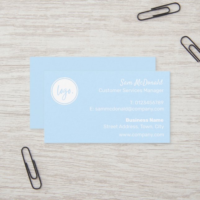 ELEGANT EINFACHE BLAUE BUSINESS LOGO-GESELLSCHAFT VISITENKARTE (Vorderseite/Rückseite Beispiel)