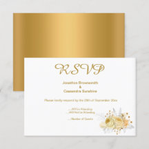 ELEGANT EINFACHE GOLD-GOLD-BLUMEN-GOLD-RSVP