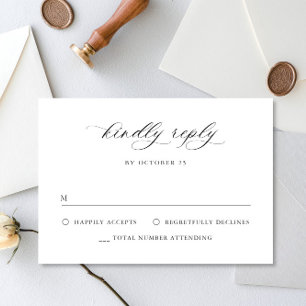 Elegant Einfache Minimalistische Kalligraphie Schw RSVP Karte