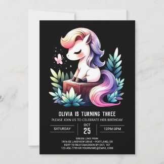 Elegant Einfaches Pferd Geburtstag Einladung