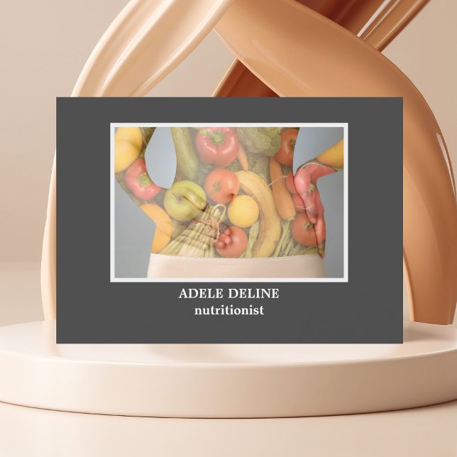 Elegant Einzigartiges Grey Nutritionist Diät Gesun Visitenkarte (Von Creator hochgeladen)