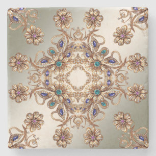 Elegant Elegant Gold Jewel Blume Stone Untersetzer