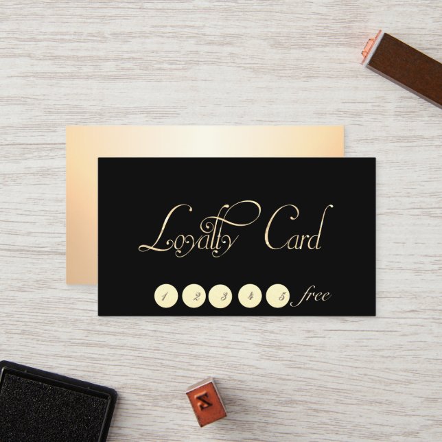 Élégant, Élégant, Lumineux, Carte Loyauté Noire (Devant/Arrière en situation)