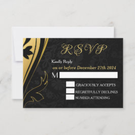 Elégant élégant Noir Or Déco RSVP Personnaliser
