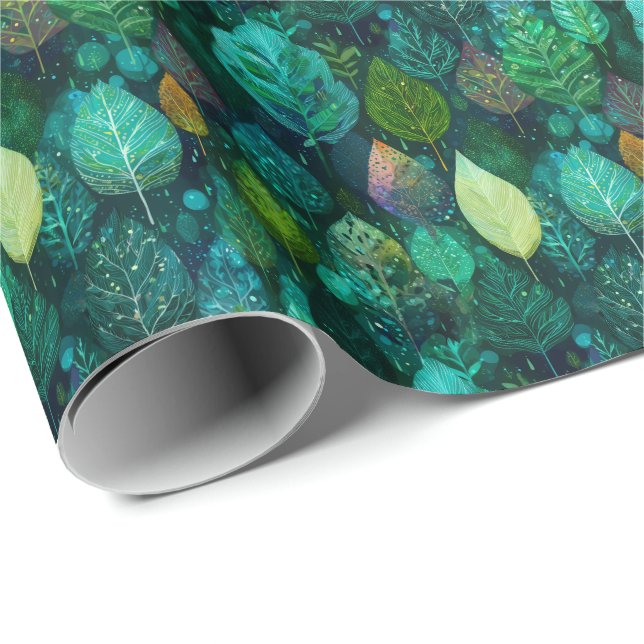 Elegant Elven Leaf D&D Natur Geschenkpapier (Rolleneckpunkt)