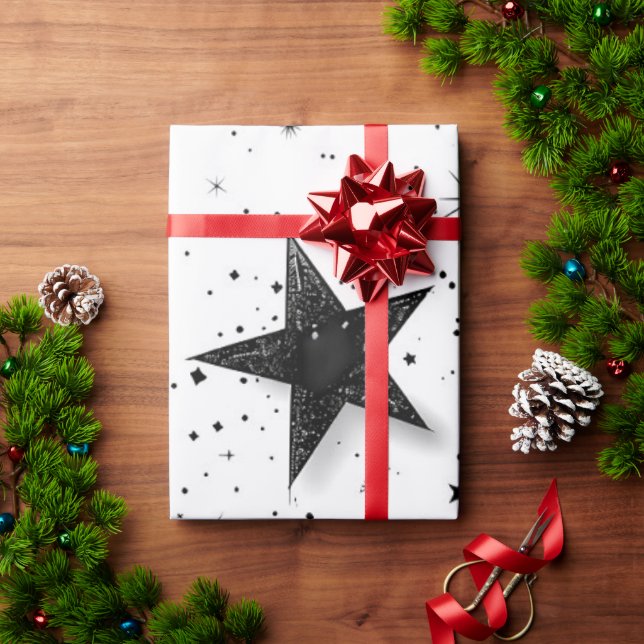Élégant emballage cadeau Black Star (Cadeau de vacances)
