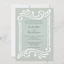 Elegant Embossed Jade Green Wedding Einladung