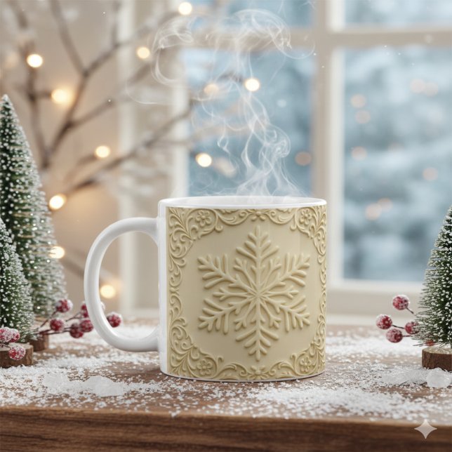Elegant Embossed Snowflake Holiday Art Kaffeetasse (Von Creator hochgeladen)