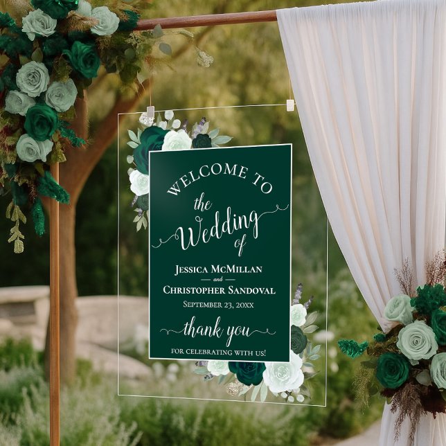 Elegant Emerald Green Boho Roses Wedding Welcome (Créateur téléchargé)