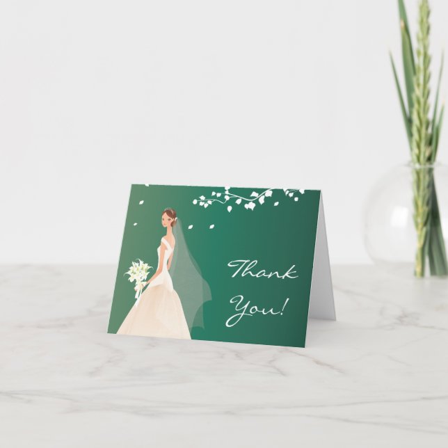 Elegant Emerald Green Bride Dankeschön Note Card Dankeskarte (Vorderseite)