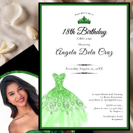 Elegant emerald green dress 18th birthday debut einladung