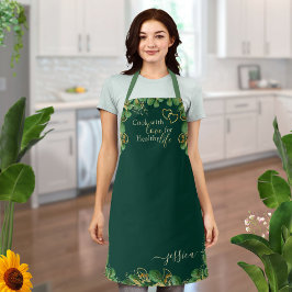 Elegant Emerald Green Eucalyptus Greenery Kitchen Schürze