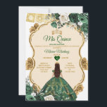 Elegant Emerald Green & Gold Crown Quinceñera Einladung<br><div class="desc">Elegant Emerald Green & Gold Crown Quinceñera Einladung Mis Quince 15 Anos,  16. Geburtstag Schmetterling.</div>