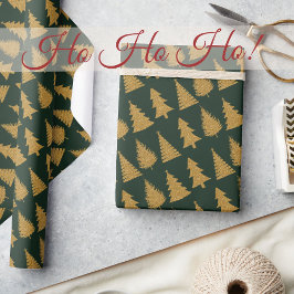 Elegant Emerald Green Gold Glitzer Weihnachtsbaume Geschenkpapier