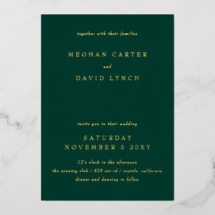 Elegant Emerald Green Gold Wedding Foil Einladung