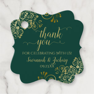 Elegant Emerald Green & Gold Wedding Vielen Dank Geschenkanhänger