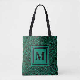Elegant Emerald Green Mit Monogramm Botanical Tasche