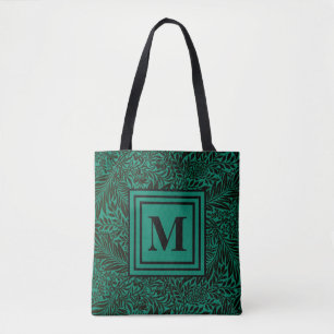 Elegant Emerald Green Mit Monogramm Botanical Tasche