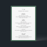 Elegant Emerald Green Monogram Modern Wedding Menükarte<br><div class="desc">Moderne Hochzeitsmenüs mit gepflegtem Design mit Serif- und Script-Schriftart.</div>